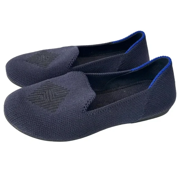 Rothy’s Kids Navy Crest Medallion Loafers Flats Shoes Girls 10